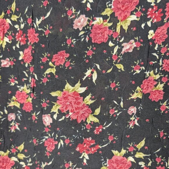 VTG Y2K Notations Women's Dark Floral Blouse M Fairy Whimsygoth 3/4 Bell Sleeve - Picture 6 of 8